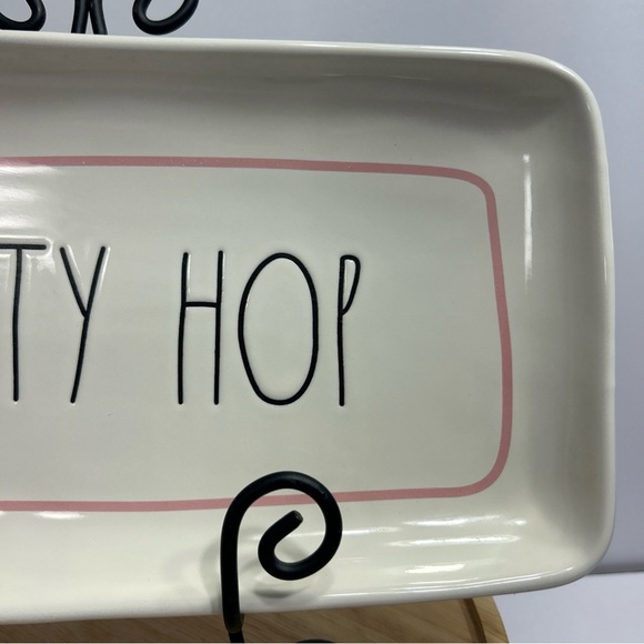 Rae Dunn by Magenta Easter Platter "Hippity Hop" 17” x 4.25” - Picture 4 of 6